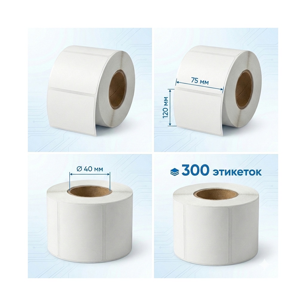 Термоэтикетки в рулоне Europrint EPLE-75.120.300.40 (2 рулона)