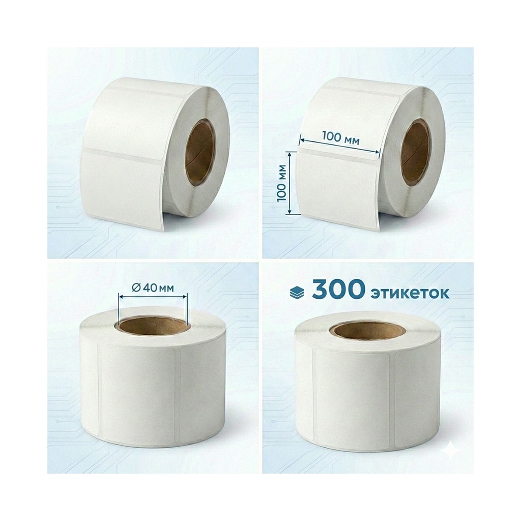 Термоэтикетки в рулоне Europrint EPLE-100.100.300.40 (2 рулона)