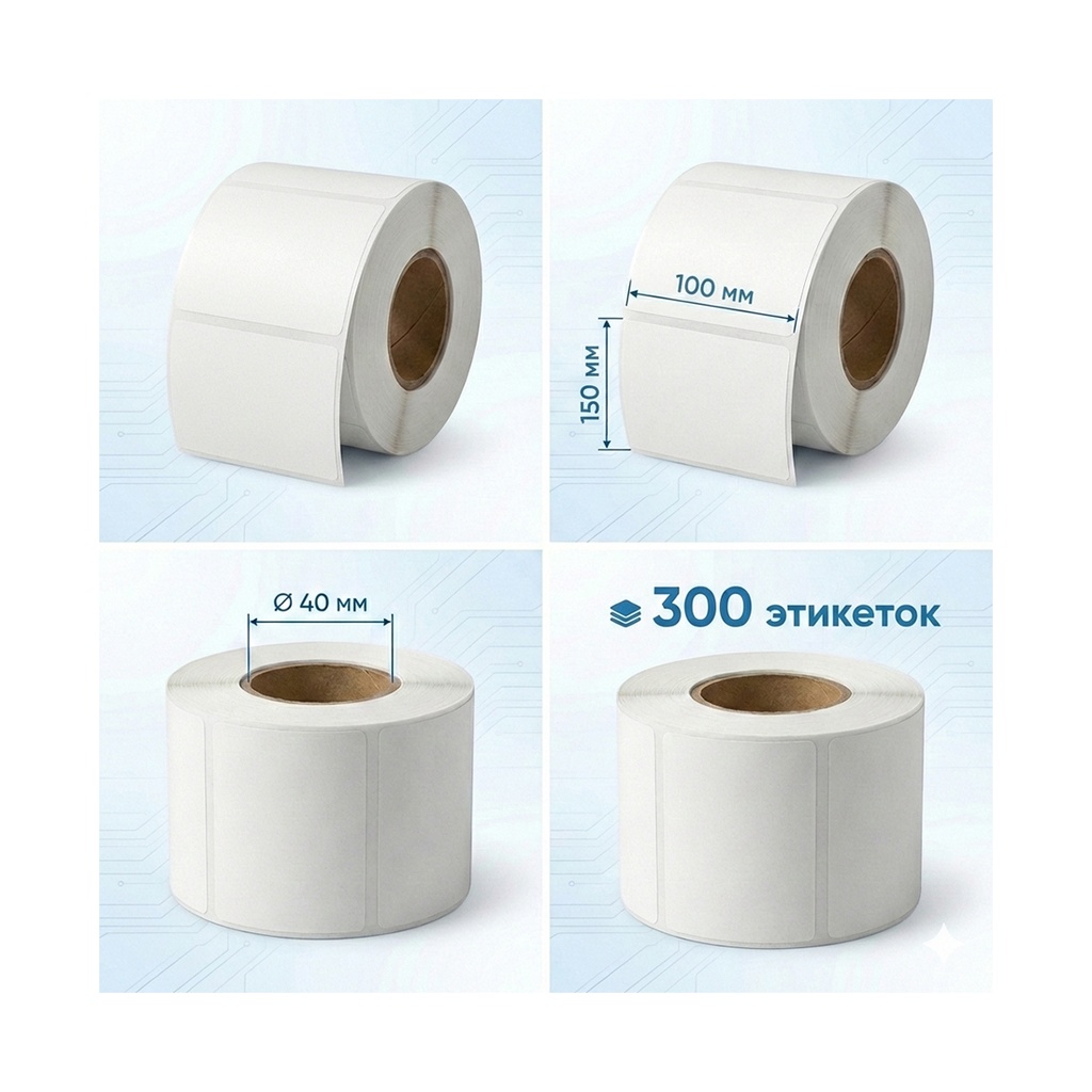 Термоэтикетки в рулоне Europrint EPLE-100.150.300.40 (2 рулона)