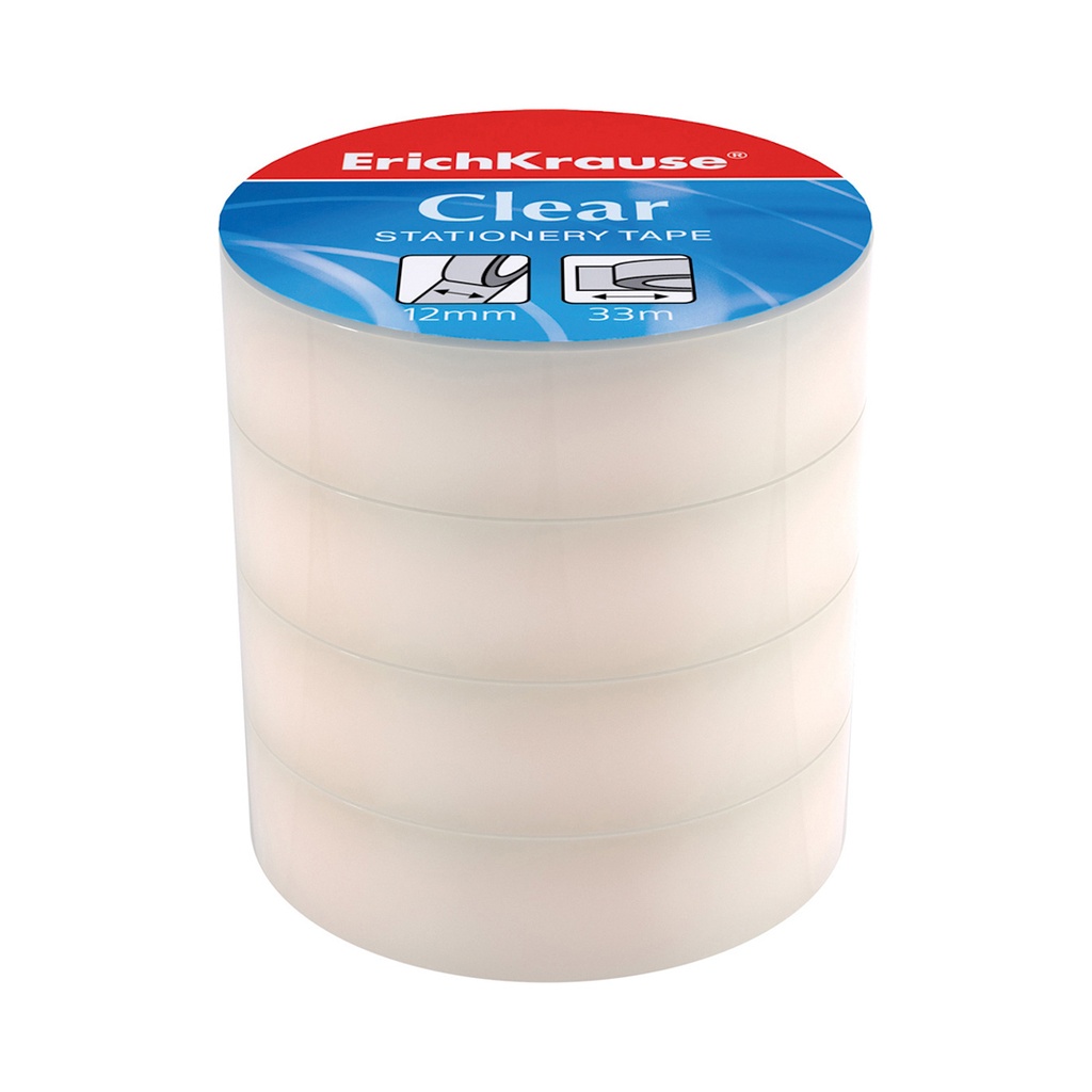 Пакет клейких лент ErichKrause® Clear, 18ммх33м (4 ленты)