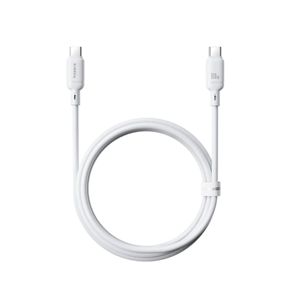 Интерфейсный кабель Baseus Silky Type-C to Type-C 100W 1m White(P10377704213-00)