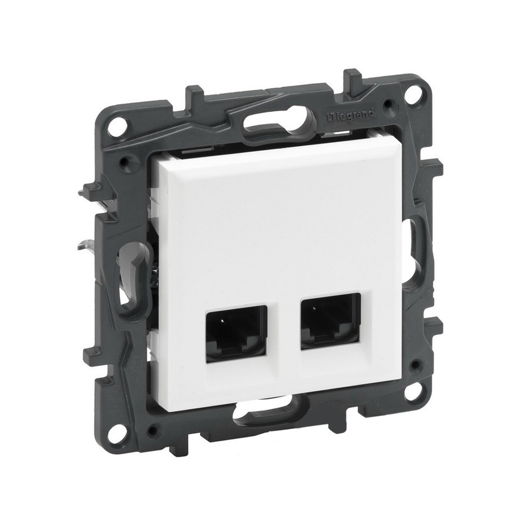 Информационная розетка двойная Niloe Step 2хRJ45 Кат.5e UTP Белый new
