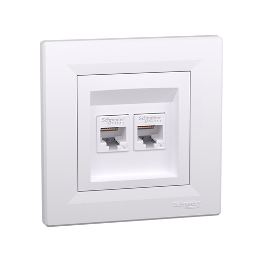 [51488] Розетка двойная компьютерная SE EPH4800121 Asfora RJ45 кат. 6 в сборе белый
