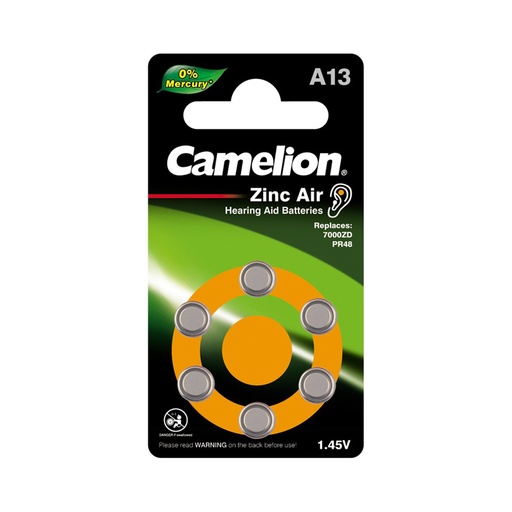 [22376] Батарейка CAMELION Zinc Air A13-BP6(0%Hg) 6 шт. в блистере