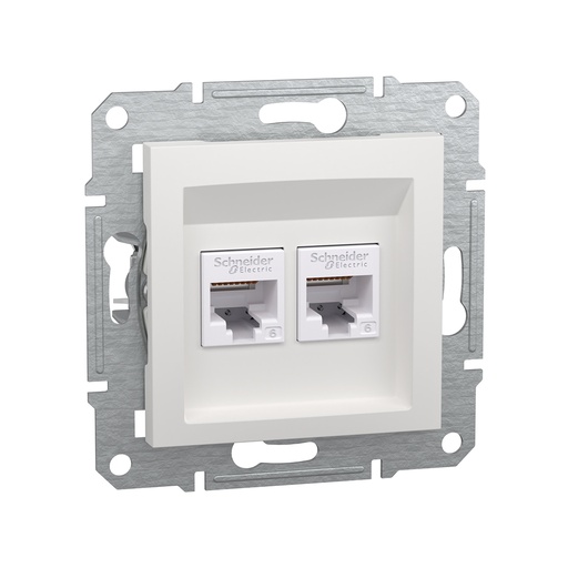 [51489] Розетка двойная компьютерная SE EPH4870121 Asfora RJ45 кат. 6 механизм белый