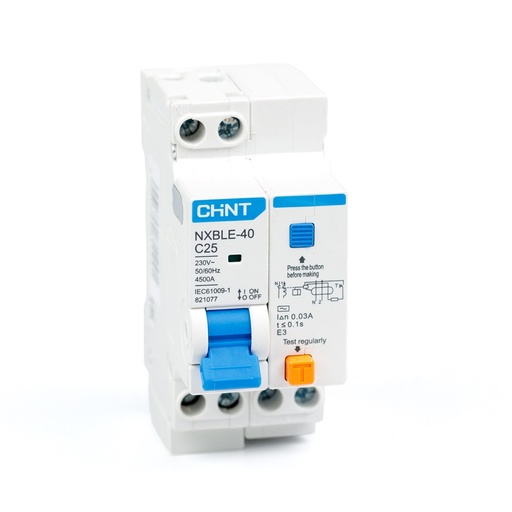 [78995] Дифференциальный автомат CHINT NXBLE-40 1P+N 25А C 30mA эектронный тип AC 4,5kA
