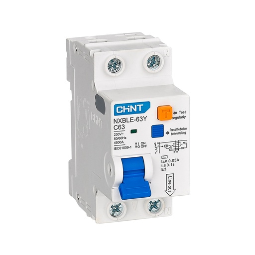 [76679] Дифференциальный автомат CHINT NXBLE-63Y 1P+N 63А C 30mA AC 4,5kA