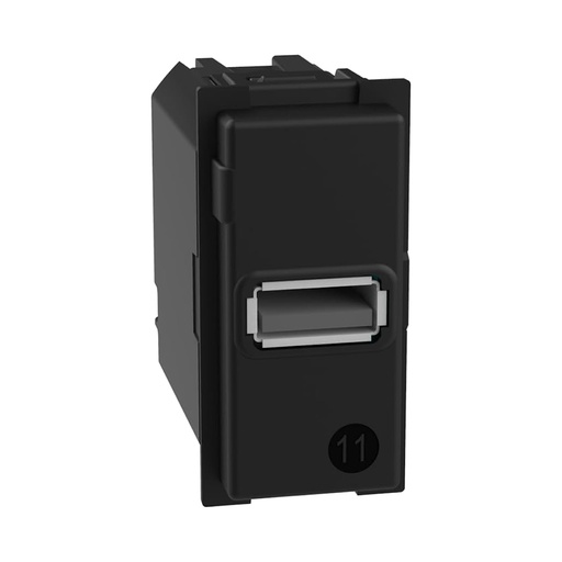 [58847] Зарядное устройство Bticino K4191A Living Now USB 15 Вт 3000мА 1 модуль черный