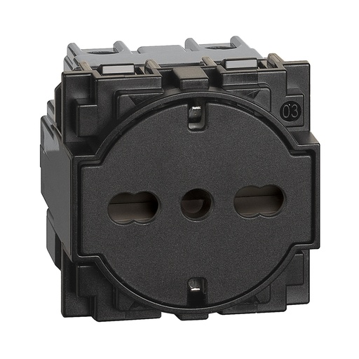 [56615] Розетка Bticino KG4140A16F Living Now нем/итал.стандарта с плоской лицевой панелью 10/16А 2 модуля ч