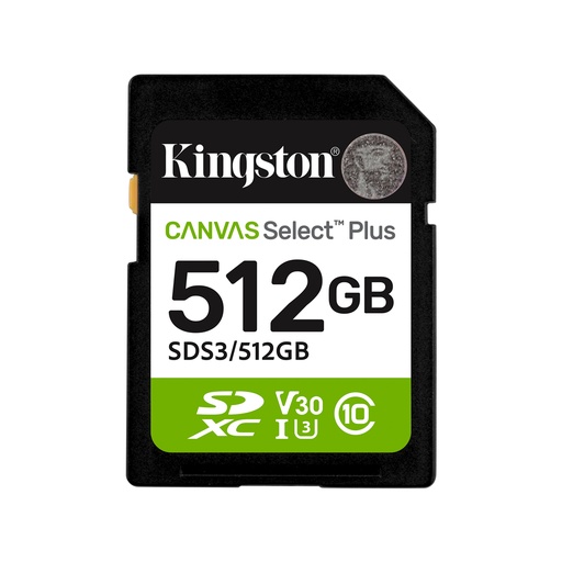 [80062] Карта памяти Kingston SDS3/512GB Canvas Select Plus C10 UHS-I U3 V30 512GB