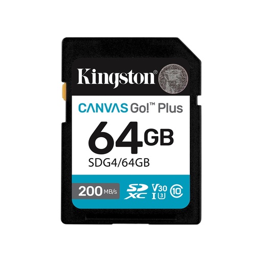 [76708] Карта памяти Kingston SDG4/64GB Canvas Go Plus Gen4 C10 UHS-I U3 V30 64GB