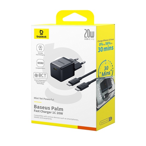 [84259] Адаптер питания Baseus Palm 1C 20W Black (P10111602113-01)