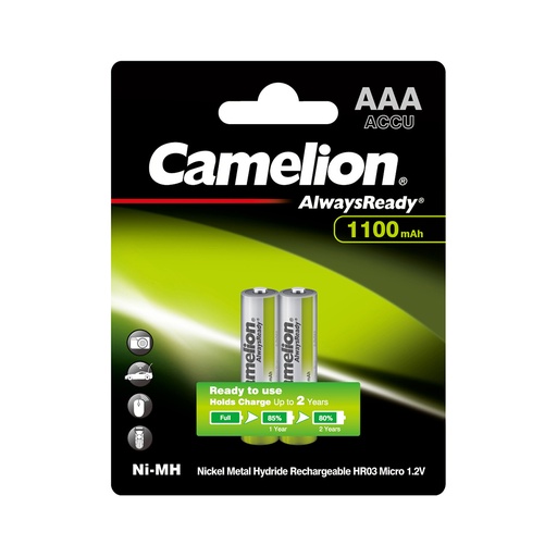 [55428] Аккумулятор CAMELION AlwaysReady Ni-MH Rechargeable NH-AAA1100ARBP2 2 шт. в блистере