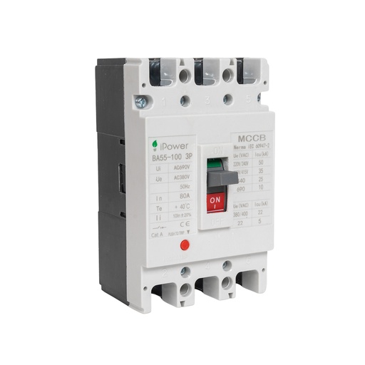 [15751] Автоматический выключатель iPower ВА55-100 3P 80A