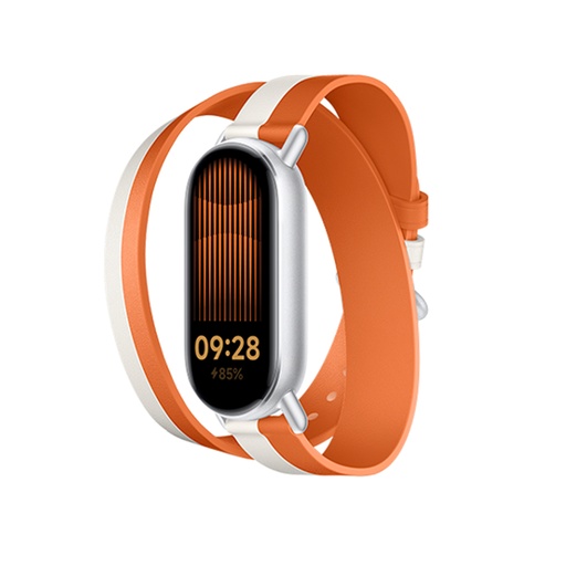 [77491] Сменный кожаный браслет Xiaomi Dual-tone Leather Strap White and Orange