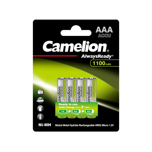 [50340] Аккумулятор CAMELION AlwaysReady Ni-MH Rechargeable NH-AAA1100ARBP4 4 шт. в блистере