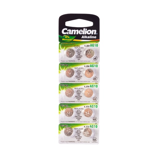 [22372] Батарейка CAMELION Alkaline AG10-BP10(0%Hg) 10 шт. в блистере