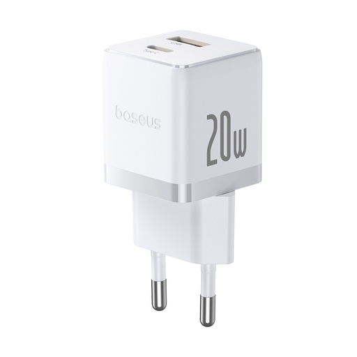 [84265] Адаптер питания Baseus Palm C+U 20W EU White ( в комлпекте кабель Type-c) (P10111608213-01)