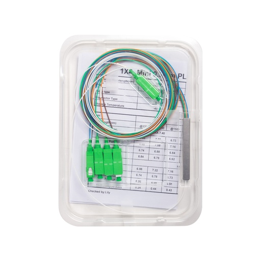 [16452] Сплиттер оптоволоконный PLC А-Оптик 1х4 SC/APC 1,5m SM
