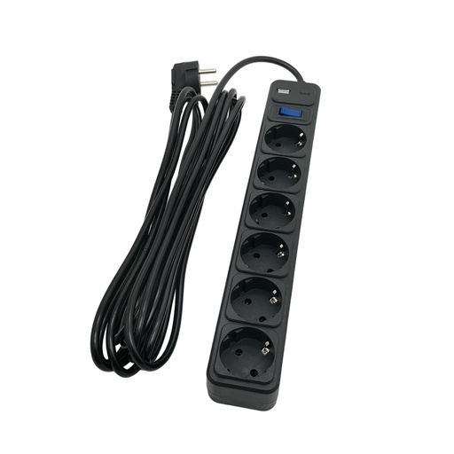 [83574] Сетевой фильтр SVC ZC6S-50M-USB/TypeC 5 м. 220 В