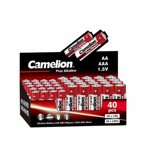 [57579] Батарейка CAMELION Plus Alkaline 20LR6+20LR03-SP4-CB 40 шт. в упак.