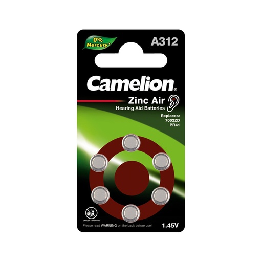 [22379] Батарейка CAMELION Zinc Air A312-BP6(0%Hg) 6 шт. в блистере