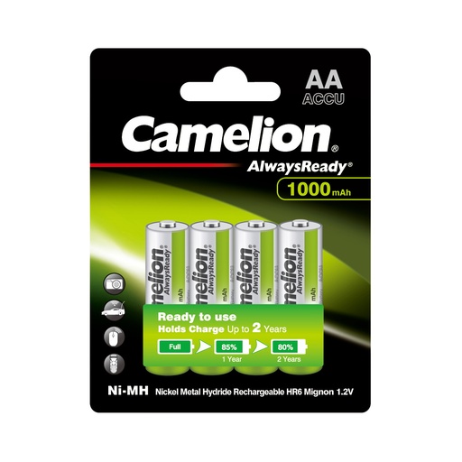 [22311] Аккумулятор CAMELION AlwaysReady Rechargeable Ni-MH NH-AA1000ARBP4 4 шт. в блистере