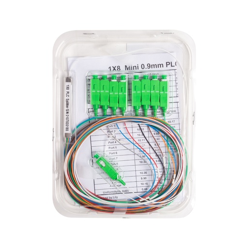 [16454] Сплиттер оптоволоконный PLC А-Оптик 1х8 SC/APC 1,5m SM