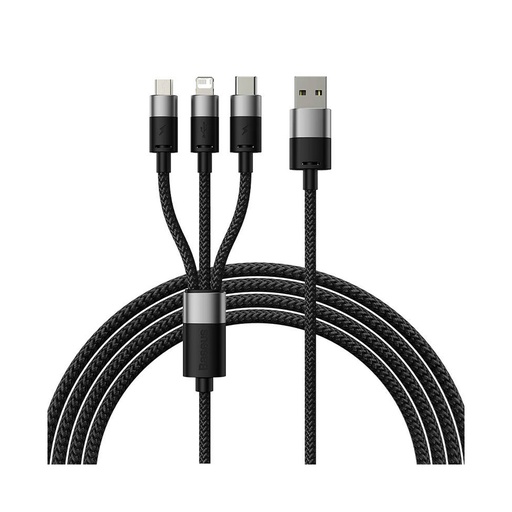 [84226] Интерфейсный кабель Baseus StarSpeed 1-for-3 USB to M+L+C 3.5A 1.2m Black (CAXS000001)