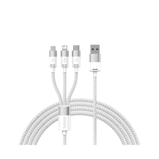 [84227] Интерфейсный кабель Baseus StarSpeed 1-for-3 USB to M+L+C 3.5A 1.2m White (CAXS000002)