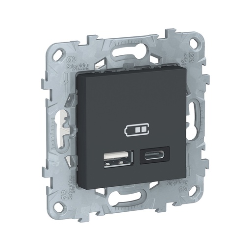 [51581] Розетка USB SE NU501854 Unica New 5В/2400 мА антрацит