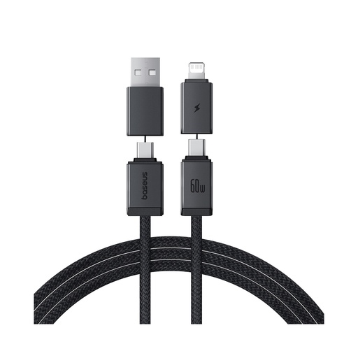 [85309] Интерфейсный кабель Baseus Versatile Two-for-Two U+C to C+L 60W 2m Black (P10383000121-02)