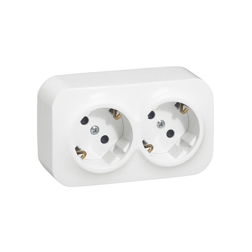 [59740] Розетка двойная с зк с зш Legrand Forix 16A 250В IP20 накладная белый