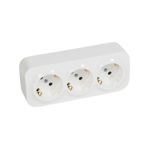 [59742] Розетка тройная с зк с зш Legrand Forix 16A 250В IP20 накладная белый