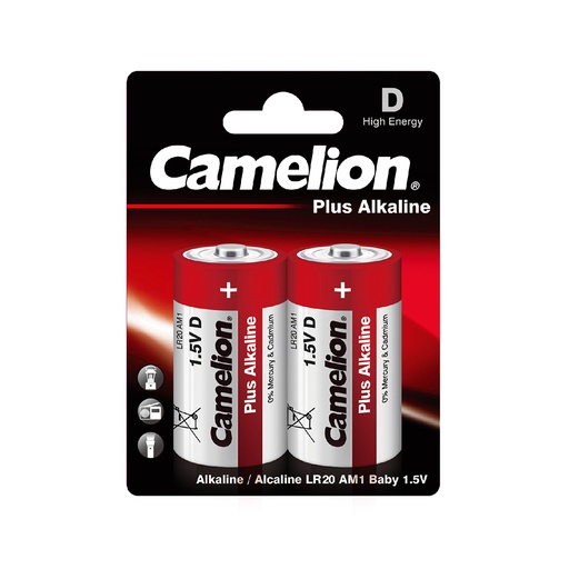 [8612] Батарейка CAMELION Plus Alkaline LR20-BP2 2 шт. в блистере