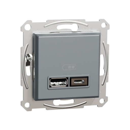 [58200] Розетка USB SE EPH2700362 Asfora A+С 2,4А механизм сталь