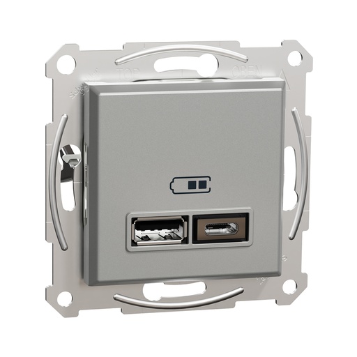 [60792] Розетка USB SE EPH2700361 Asfora A+С 2,4А механизм алюминий