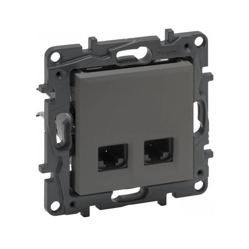[64204] Информационная розетка двойная Niloe Step 2хRJ45 Кат.5e UTP Сталь