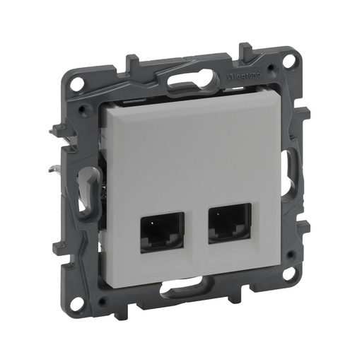 [64222] Информационная розетка двойная Niloe Step 2хRJ45 Кат.5e UTP Алюминий