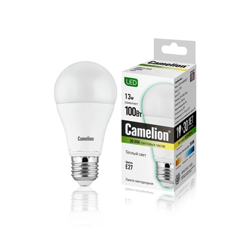 [25582] Эл. лампа светодиодная Camelion LED13-A60/830/E27, Тёплый