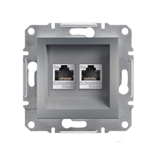[58204] Розетка компьютерная двойная SE EPH4400162 Asfora RJ45 кат.5e механизм сталь
