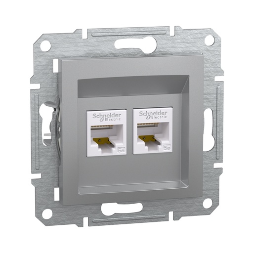 [60793] Розетка компьютерная двойная SE EPH4400161 Asfora RJ45 кат.5e механизм алюминий