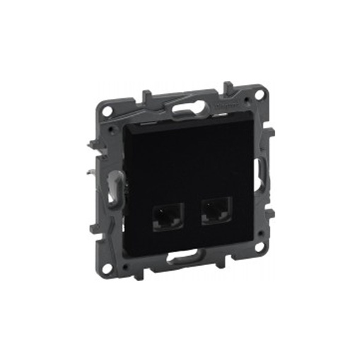 [64154] Информационная розетка двойная Niloe Step 2хRJ45 Кат.5e UTP Чёрный