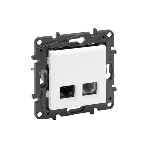 [72023] Информационная розетка одинарная Niloe Step RJ11+RJ45 Кат.6e UTP Белый