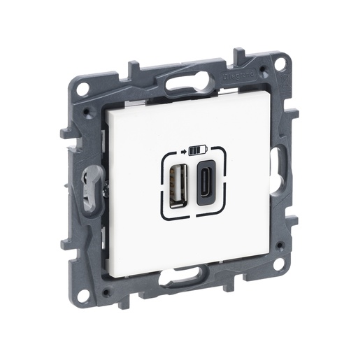 [64135] Розетка USB Niloe Step Тип А+C 12Вт+15Вт 5В Белый