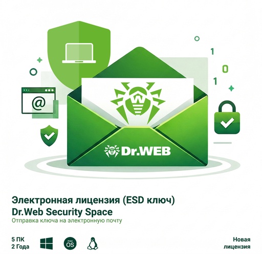 [81034] Электронная лицензия (ESD ключ) Dr.Web Security Space 24М 5 ПК новая