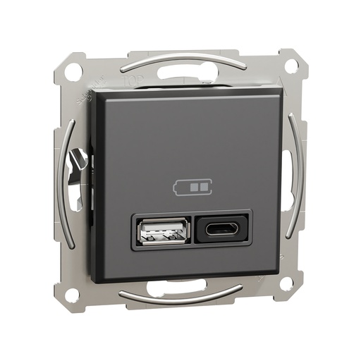 [52718] Розетка USB SE EPH2700471 Asfora A+С механизм антрацит