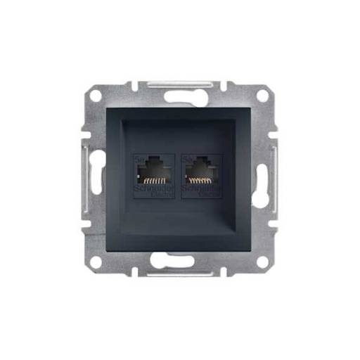 [52725] Розетка компьютерная двойная SE EPH4400171 Asfora RJ45 кат. 5е механизм антрацит