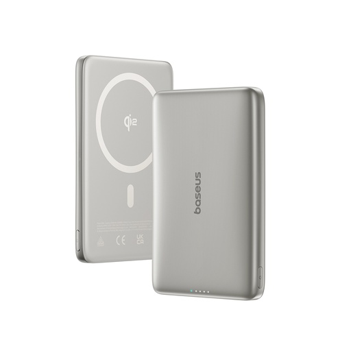 [86108] Портативный внешний аккумулятор Baseus PicoGo Ultra-Slim Qi2 Magnetic 10000mAh 27W Natural Titanium