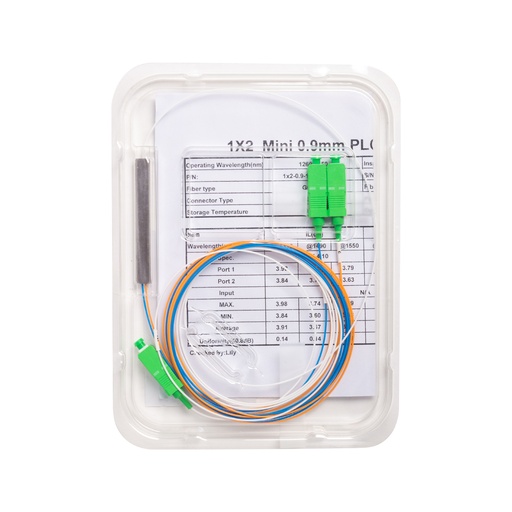 [16450] Сплиттер оптоволоконный PLC А-Оптик 1х2 SC/APC 1,5m SM